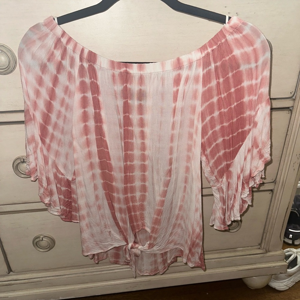 Pink Tie-Dye Off-Shoulder Top